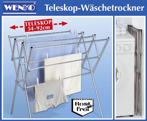 WENKO 3774017500 Teleskop-Wäschetrockner, Edelstahl rostfrei, 54-92 x 96.5 x 65.5 cm, Glänzend - 4
