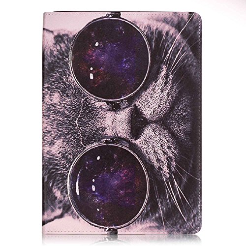 iPad Air 2 Hülle,iPad 6 Case,iPad Air 2 Ledertasche – Felfy PU Ledertasche Luxe Bookstyle Flip Standfunktion Magnetverschluss Ledertasche Muster Eule Schmetterling Pfingstrose AugeBunte Malerei Retro Painted Abdeckung Schutzhülle Ablösbar Handliche Case Tasche Etui für Apple iPad Air2 (iPad 6)(Domineering Katze) + 1 x Schwarz Stylus + 1 x Farbe Eule Dust Plug - 2