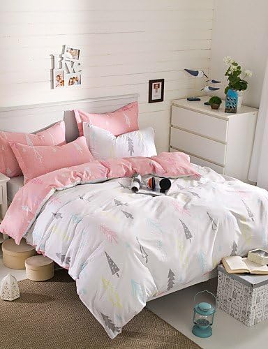 X&amp;L 100% Cotton Pattern Bedding Series 4 Piece Duvet Cover Set,Queen Size , queen-blue , queen-blue
