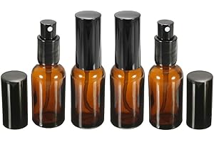 Suneast 5 botellas de 10 ml de spray de vidrio ámbar con pulverizador negro de niebla fina vacía para aceites esenciales, aromaterapia, perfumes, fragancia, líquido químico, Aluminium Oxide Sprayer
