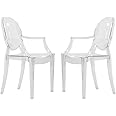 LeisureMod Carroll Modern Acrylic Chair in Clear, Set of 2