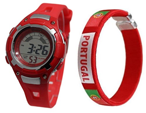 Pack de reloj infantil digital y pulsera de la selección de portugal de Christiano Ronaldo