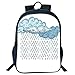 Produktbild HOJJP Schultasche Suitable for Primary School Backpack,Farmhouse Decor,Funk Style Cute Cloud Forms with Spiral Lines Twister Cyclone Drawing Print,Blue,for Kids,