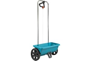 Gardena Spreader L: Universal spreader for delivering fertiliser, seeds, and salt, 45 cm spreading width, for about 400 m² of lawn area, 12.5 l capacity, with a locking slide (432-88)