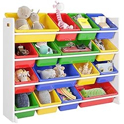 Homfa Étagère pour Jouets Enfants Meuble de Rangement de Quatre Etagère pour Chambre d'Enfant 106×23×80cm Blanc