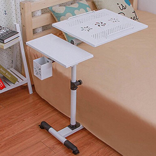 Ergonomisch Einstellbar Laptoptisch Tragbar Sofatisch Beistelltisch mit Lüfter (weiß) - 4