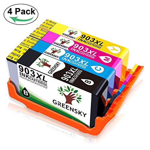 GREENSKY 4 paquetes cartucho de tinta compartible de reemplazo para HP 903 903XL para HP Officejet 6950 6960 6970 Impresora -  1Negro  1Cian  1Amarillo  1Magenta 