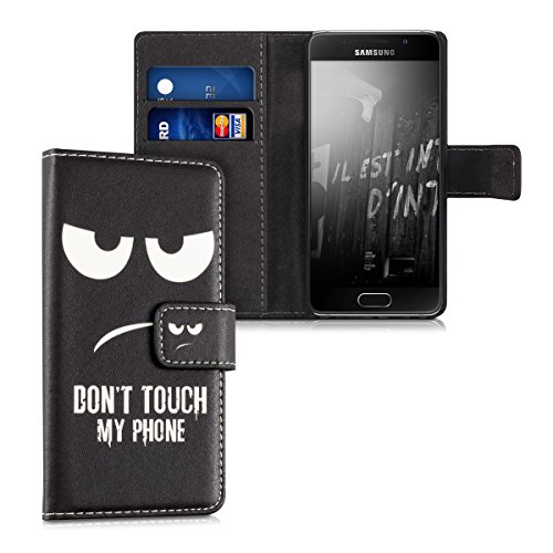 kwmobile Funda para Samsung Galaxy A3  2016  - Carcasa de  Cuero sint  tico  con dise  o Don t Touch my Phone - Case con  Tarjetero 