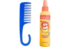 ROSHEARRY Wide Tooth Detangling Comb & Kids Magnificent Mango Detangler Spray 200ml Bundle - Tame, Smooth and Detangle Unruly Hair (Blue)