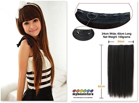 Beyondfashion Style 23" Light Brown Straight Full Head Clip In Hair Extensions Perm Wash Wigs