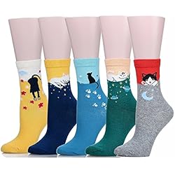 SoxEra gatos pintura calcetines de algodón, para mujer