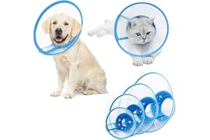renyigou Pet cone collar Cat cone dog cone rehabilitation soft collar used to prevent pets from biting the injured or surgical site adjustable collar (L (Neck Girth 8.7-10.5in，Depth 5.9in))