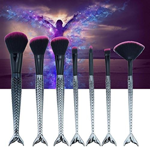 Mermaid Makeup Brush Set，6PC Eye Shadow Brush Cosmetics Blending Brush Tool (7pc)