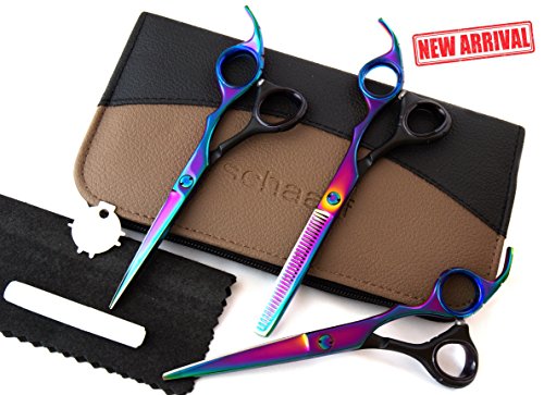 Professionelle Frisörscheren Barbier Effilierschere Haare Schneiden & Ausdünnen/Volumen Scheren Set Gesamtlänge – Rasiermesserscharf Japanischer Stahl&Feineinstellung Spannungsschraube - 7