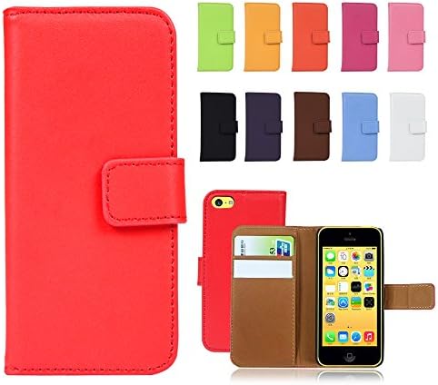 Fancy Cherry® Luxury Genuine Leather Wallet Stand Sport Gym Folio Case with Card Slot for Apple iPhone 4 / 4S High Quality?iPhone 4 4s? Orange)