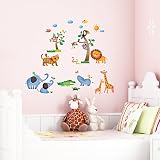 Decowall DW-1206 Wilde Tiere des Dschungels Wandsticker Wandaufkleber Wandtattoo Kinderzimmer - 3