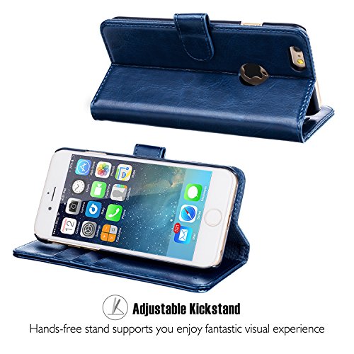 OCASE iPhone 6 Case iPhone 6S Case [Screen Protector Included] Wallet Leather Case For Apple iPhone 6/6S Devices - Blue