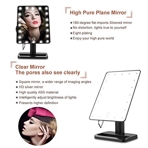 Cookey Beleuchtete Make up Spiegel Beleuchtete Eitelkeit Kosmetikspiegel mit Beweglichen 10x Vergrößerung 20 LED Ideal für Schlafzimmer Tischplatte Badezimmer Dressing Rasieren Reisen - 7