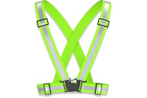 Sufune 1 Pezzi Gilet Catarifrangente, Regolabile Gilet Riflettente,Bretelle Catarifrangenti ad Alta visibilità,per Ciclismo, Passeggiate,Corsa e attività all'aperto