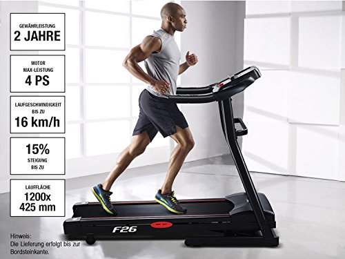 Sportstech F26 Profi Laufband mit Smartphone App Steuerung Pulsgurt im Wert von 39,90 € inklusive – MP3 AUX Bluetooth 4 PS 16 km/h HRC Training – kompakt klappbar verstaubar - 2