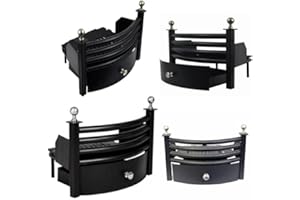 OMS HOME STORE 16'' Fire Fret Set Cast Iron Front Grate and Ashpan Fireplace Coal Fuel Guard