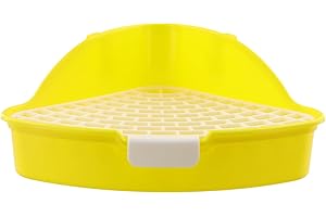 PTJJXA Inodoro de Esquina para Jaulas Pequeñas, Pequeño Animal Inodoro para Mascotas Triángulo, Arenero de Plástico de Conejo para Hámster, Caja de Arena de Conejo Entrenador Inodoro (Amarillo)