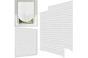 Jonuin 2 Pack Temporary Blinds, 90x180 CM No Drill Stick on Blinds, Easy to Cut and Fit Self Adhesive Blind for Windows, Doors, Kitchen, Bathroom, Bedroom Blackout Thermal Privacy Protection (White)