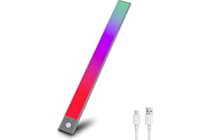 REYLAX 40CM RGBW Lampe de Placard Barre LED Veilleuse Sans Fil Couleur Dynamique Dimmable Lumiere Détecteur de Mouvement Intérieur pour Decoration Chambre Salle de Jeux Escalier Vitrines
