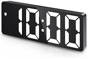 OQIMAX Digital Alarm Clock for Teens, Alarm Clocks with Large LED Display, USB/Battery Powered LED Desk Clock with Temperature Snooze 3 Adjustable Brightness Voice Control 12/24Hr for Bedrooms Kids