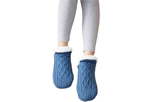 KKPW Indoor Floor Non-Slip Thermal Socks, Hand-Woven Velvet Lined Slippers Socks, Women Slipper Fluffy Socks, Winter Home Indoor Floor Socks