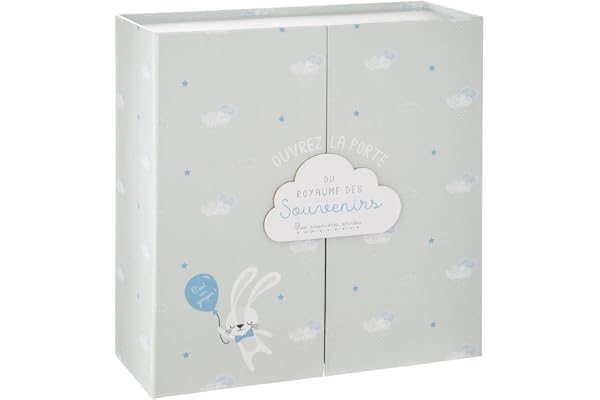 Atmosphera - Coffret Cadeau de Naissance Royaume des Souvenirs 22x22 cm - Gris