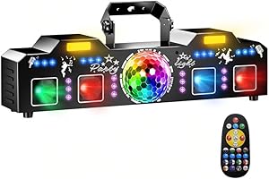 Vicalo Luci Discoteca e Party Controllata da Musica con DMX512, Strobe, Luce UV & Palla Disco - Luci DJ per Club, Festa, Evento, Matrimonio, Halloween
