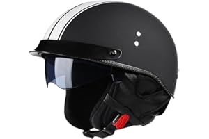 RHBDDHV Casque Moto Vintage Casques Jet avec Visière Casques Bols Casque Mobylette avec Lunettes Homologué ECE Rétro Demi Casque Moto Vélo Scooter Chopper pour Adultes Homme et Femme