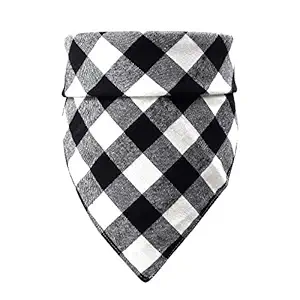 Rainlemon Buffalo Check Plaid Dog Bandana Black White Winter Christmas Pet Puppy Collar Bib Scarf (L)