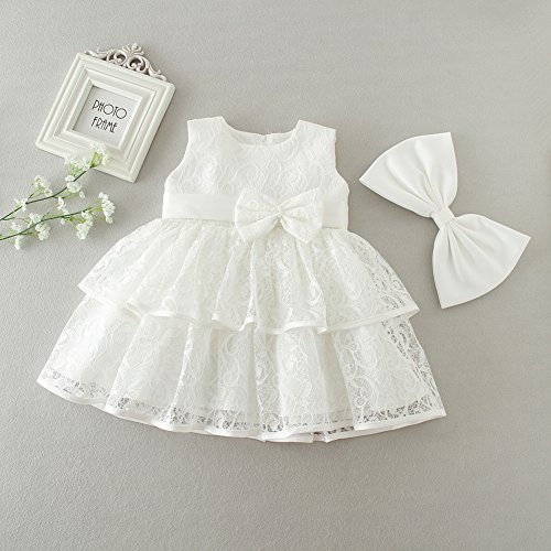 AHAHA Baby Mädchen Prinzessin Kleid Blumenmädchenkleid Taufkleid Festlich Kleid Hochzeit Partykleid Festzug Babybekleidung - 4