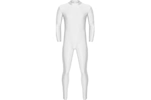 MSemis Body Entero Leotardos para Hombres Chicos Maillot Gimnasia Danza Adulto Mono Deportivo Manga Larga Bodysuit Elástico Ropa Deportiva Adulto