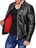 Elegante acanalado óptico Redbridge Hombres Chaqueta Cuero Sintético Transición Moda Leather Jackets