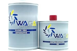 WAGA PAINT S.R.L. Trasparente Carrozzeria LT.1 AntiGraffio Brillante con Catalizzatore HS 500ML - Waga Paint Tecniques