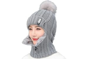 WANYIG Balaclava Moto Invierno Pasamontañas de Punto Mujeres Sombrero Gorro de Invierno con Pasamontañas Sombrero de Bufanda por Exterior Ciclismo Esquí