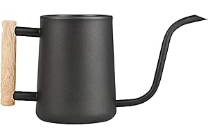 SLAKOZYT Konewka do podlewania roślin pokojowych, metalowa, z długim dzióbkiem i wygodnym drewnianym uchwytem, konewka do doniczek ogrodowych we wnętrzach