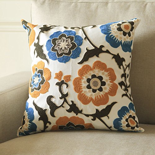 Baumwolle bestickt Kissen/Tatami Bett Kissen weiche Tasche/Büro/Sofa Kissenbezüge-B 45x45cm(18x18inch)versionA