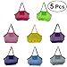 Produktbild bestonzon 5 x Mesh Beach Tote tragbar Strand Staubbeutel wiederverwendbar faltbar leicht Aufbewahrungstasche groß Toys Aufbewahrungstasche (zufällige Farbe)