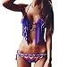 Produktbild URSING Retro Damen Bandeau Sexy Bandage Bademode Bikini-Set Zweiteiliger Badeanzug mit Quaste Beachwear Strandmode Reizvolle Split Bademode Triangel Bikini Unterteil im Brasil-Style (XL, Lila)