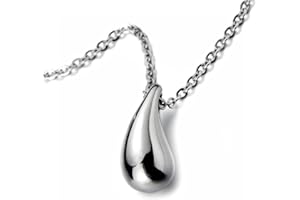 COOLSTEELANDBEYOND Pendentif en Forme de Larme - Collier Femme Acier Inoxydable - Poli Mirro