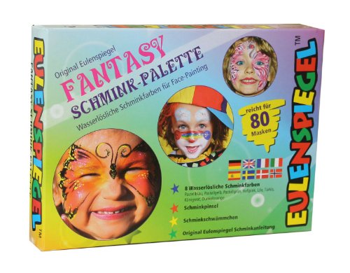 Eulenspiegel 208045 - Schminkset Fantasy, Palette mit 8 Farben, Pinsel, Schwämmchen und Anleitung