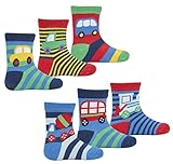 3 Pairs TICK TOCK Baby Boys Design Socks Cotton Rich Cute Bright Car Newborn