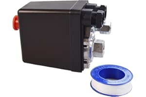 AIRLESS SJG 1/4 Interrupteur de Pression pour Compresseur d'Air à 1 Voie, Vanne de Régulation de Pression pour Compresseur d'Air Central Pneumatic, Interrupteur de Réduction de Pression, 90-120 PSI