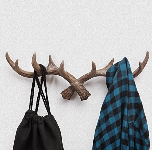 Demarkt Kleiderhaken Mantelhaken europäische Antike Kleiderhaken Geweih Resin Technology Dekoration braun - 3
