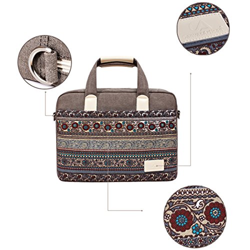 Gaofan Vintage Boh  me Stil Segeltuch Canvas Laptoptasche H  lle Sleeve Laptop Aktentasche f  r 15-15 6 Zoll MacBooks Laptops