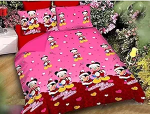 MV CHOICE 144 TC Heavy Kids 3D Design Polycotton Double Bedsheet (90x90) with 2 Pillow Covers (18x28)
